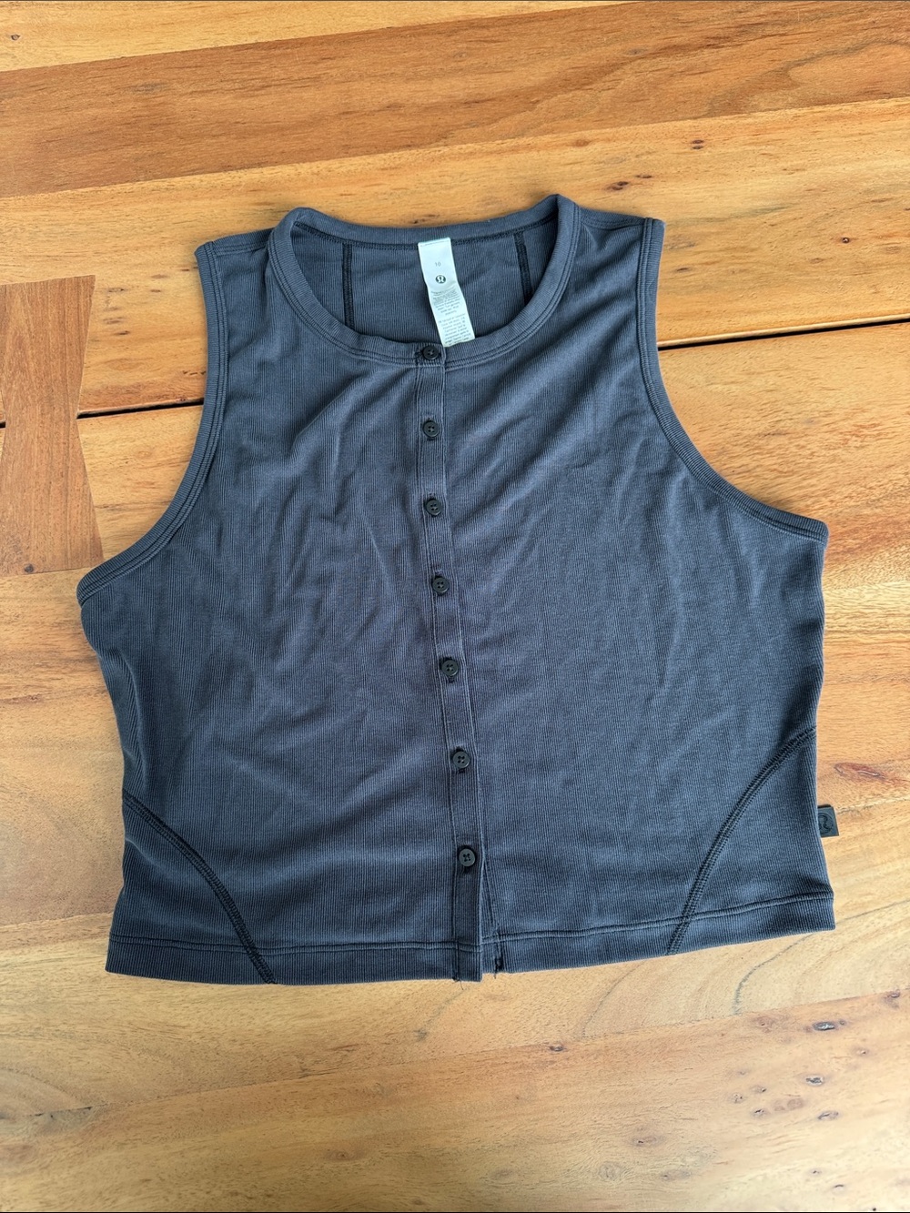 lululemon athletica Button-Front Ribbed Tank - Charcoal